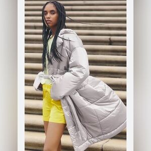 Anthro Silver Puffer Jacket